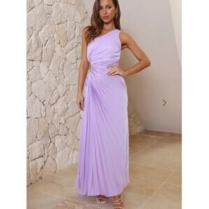 Hello Molly Season Of Weddings One Shoulder Side Cut Out Maxi Dress Lilac 6 US